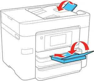 Закрытие лотка и опоры для бумаги перед перевозкой Epson