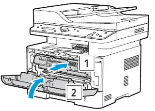 Установка нового барабана и тонер-картриджа в Xerox B205