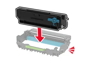 Установка тонер-картриджа в новый блок изображения Lexmark